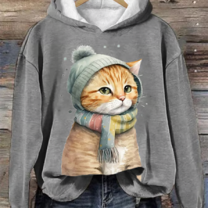 Women's Winter Vintage Cat Hoodie, Hoodies&Sweatshirts, Lilicloth.com