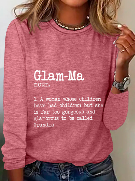 Glam-Ma Dictionary Definition Grandma Casual Long Sleeve Shirt, Long sleeves, Lilicloth.com
