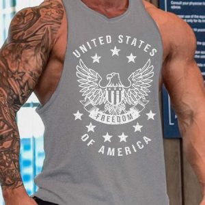eagle men’s Sleeveless Crew Neck Tank Top, Tank Tops, Lilicloth.com