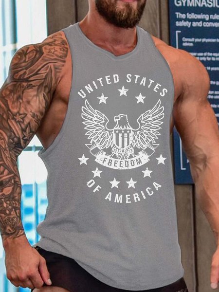 eagle men’s Sleeveless Crew Neck Tank Top, Tank Tops, Lilicloth.com