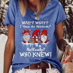 Women's I Have An Attitude? No Women Loose Christmas Loose Casual T-shirt, T-shirts, Lilicloth.com