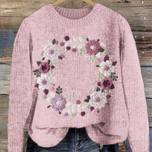 Maple Leaf Casual Knitted Sweater, Sweaters, Lilicloth.com