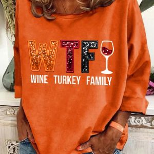 Wine Turkey Family Casual Sweatshirt, Hoodies&Sweatshirts, Lilicloth.com