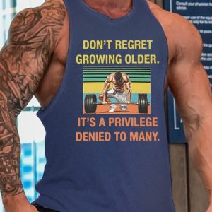 Men’s Don‘t Regret Growing Older Funny Casual Knit, Tank Tops, Lilicloth.com