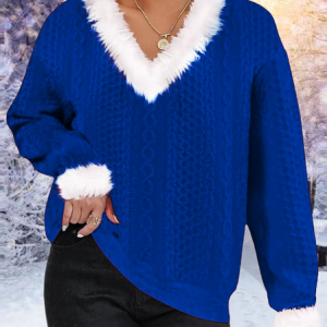 Plain V Neck Loose Casual Sweatshirt, Hoodies&Sweatshirts, Lilicloth.com