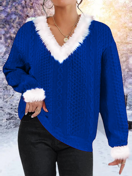Plain V Neck Loose Casual Sweatshirt, Hoodies&Sweatshirts, Lilicloth.com