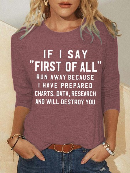 Run Away Print Crew Neck Tops, Hoodies&Sweatshirts, Lilicloth.com
