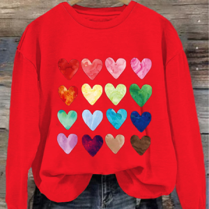 Women's Crew Neck Heart/Cordate Printing Casual Spring/Fall Long Sleeve Sweatshirt, JustFashionNow Sweatshirts & Hoodies, color:Red|size:XXL,
