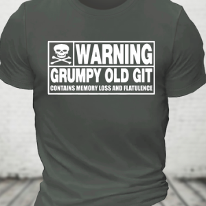 Warning Grumpy Old Git Cotton T-Shirt, T-shirts, Lilicloth.com