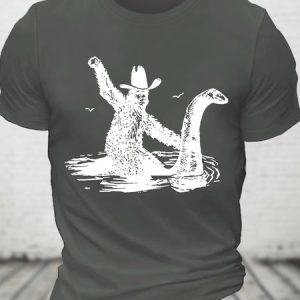 Bigfoot Shirts Hilarious Loch Ness Monster Really Vintage Graphic Retro Novelty Humorous Cotton T-shirt, T-shirts, Lilicloth.com