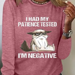 I Had My Patience Tested I'm Negative Casual Long Sleeve Shirt, Long sleeves, Lilicloth.com