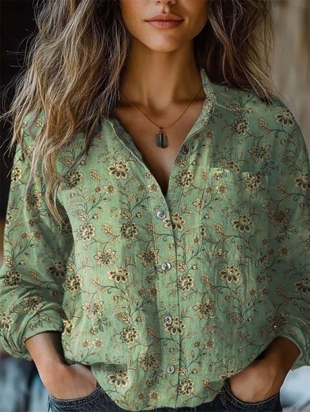 Vintage Shawl Collar Shirt, Blouses, Lilicloth.com