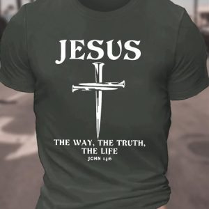 Jesus The Way, The Truth The Life Men's Cotton T-Shirt, T-shirts, Lilicloth.com
