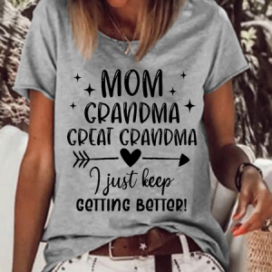Women's Funny Word Mom Grandma Great Grandma I Just Keep Getting Better T-Shirt, T-shirts, Lilicloth.com