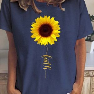 Sunflower Faith Women's Short sleeve tops, T-shirts, Lilicloth.com