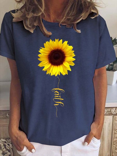 Sunflower Faith Women's Short sleeve tops, T-shirts, Lilicloth.com