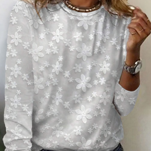 Women's Casual Printed Floral Long Sleeve T-Shirt, Long sleeves, Lilicloth.com