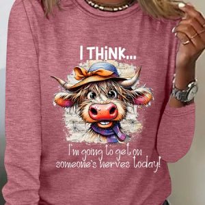 Highland Cow Funny Quote Casual Long Sleeve Shirt, Long sleeves, Lilicloth.com