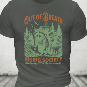Out Of Breath Hiking Society Funny Trash Pandas Wild Raccoon Cotton T-Shirt, T-shirts, Lilicloth.com