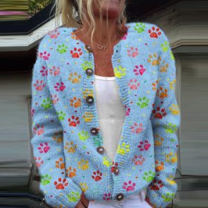 Cute dog paw knitted button cardigan, Cardigans, Lilicloth.com