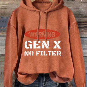 Gen X Loose Casual Cotton-Blend Hoodie, Hoodies&Sweatshirts, Lilicloth.com