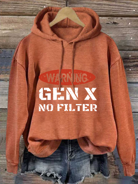 Gen X Loose Casual Cotton-Blend Hoodie, Hoodies&Sweatshirts, Lilicloth.com