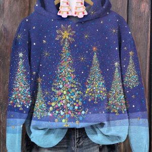 Christmas Tree 3D Art Print Loose Casual Hoodie, Hoodies&Sweatshirts, Lilicloth.com