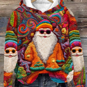 Women's Colorful Santa Print Hoodie, Hoodies&Sweatshirts, Lilicloth.com