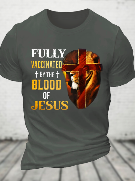 Fully Vaccinated By The Blood Of Jesus Jesus God Christian Cotton T-Shirt, T-shirts, Lilicloth.com
