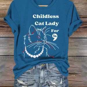 Women's Childless Cat Lady Print T-Shirt, T-shirts, Lilicloth.com