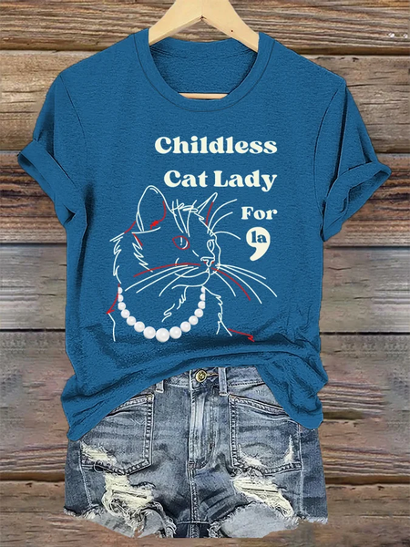 Women's Childless Cat Lady Print T-Shirt, T-shirts, Lilicloth.com