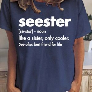 Seester Women's Short Sleeve T-Shirt, T-shirts, Lilicloth.com