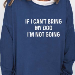 Women's Funny Dog Print Casual Crew Neck Sweatshirt, Hoodies&Sweatshirts, Lilicloth.com