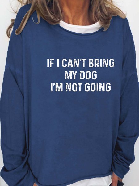 Women's Funny Dog Print Casual Crew Neck Sweatshirt, Hoodies&Sweatshirts, Lilicloth.com