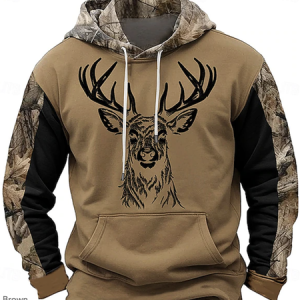 Retro style reindeer pattern color blocked Hoodie, Hoodies&Sweatshirts, Lilicloth.com