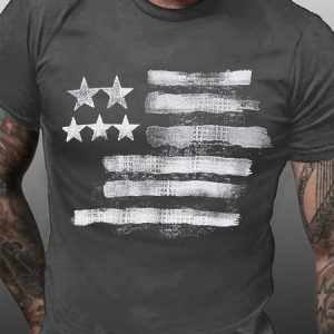 Black And White America Flag Men's Short Sleeve T-Shirt, T-shirts, Lilicloth.com
