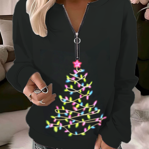 Women Snowflake Christmas Long sleeve Sweatshirt, Hoodies&Sweatshirts, Lilicloth.com