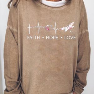 Faith hope love round neck long sleeve Sweatshirts, Hoodies&Sweatshirts, Lilicloth.com