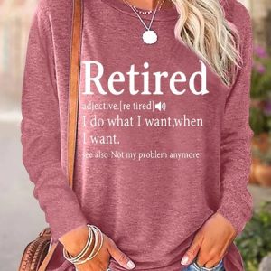 Text Letters Casual Blouse, Long sleeves, Lilicloth.com