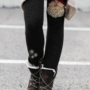 Christmas Santa Claus & Snowflake Jewel Art Cozy leggings, Pants, Lilicloth.com