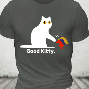 Good Kitty Black Cat Vs Gop Elephant Funny Kamala Victory Cotton T-Shirt, T-shirts, Lilicloth.com