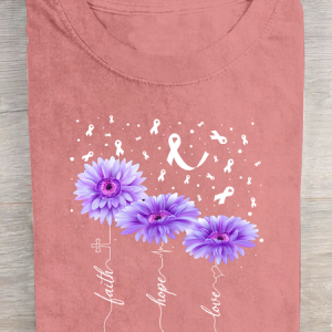 Women's Faith Hope Love Alzheimer's Awareness Print Cotton T-Shirt, T-shirts, Lilicloth.com