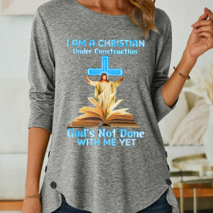 Jesus A Christian Under Construction Classic Three-Button Crew Neck T-Shirt, Long sleeves, Lilicloth.com