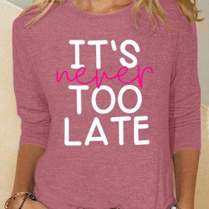 It's Never Too Late Casual Long Sleeve Shirt, Long sleeves, Lilicloth.com