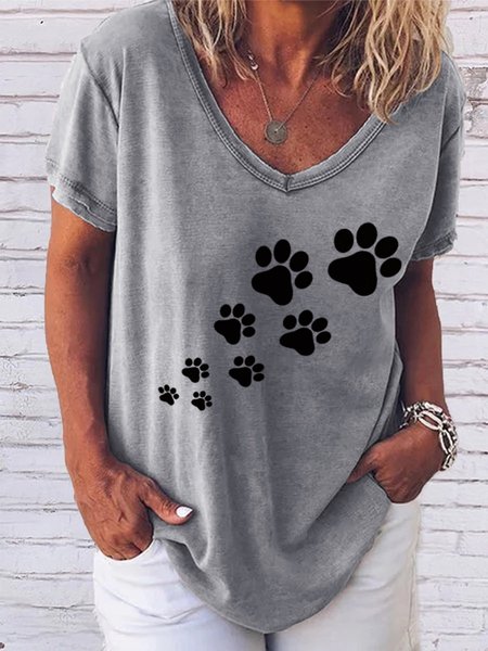 Cat's Footprint Women's Casual T-Shirt, T-shirts, Lilicloth.com