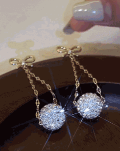 1Pair Bowknot Ball Pattern Rhinestone Drop Earrings, women Earrings, ChicMe catalog