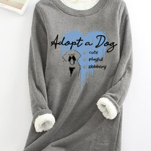 Cute But Slobbery Casual Fluff Fleece Fabric Sweatshirt, Hoodies&Sweatshirts, Lilicloth.com