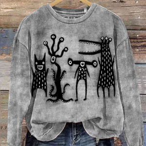 Funny Quirky Cute Alien Monster Art Print T-shirt, Hoodies&Sweatshirts, Lilicloth.com