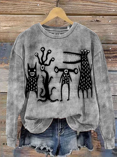 Funny Quirky Cute Alien Monster Art Print T-shirt, Hoodies&Sweatshirts, Lilicloth.com
