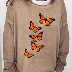 Butterfly Print Women's Sweatshirt, Hoodies&Sweatshirts, Lilicloth.com